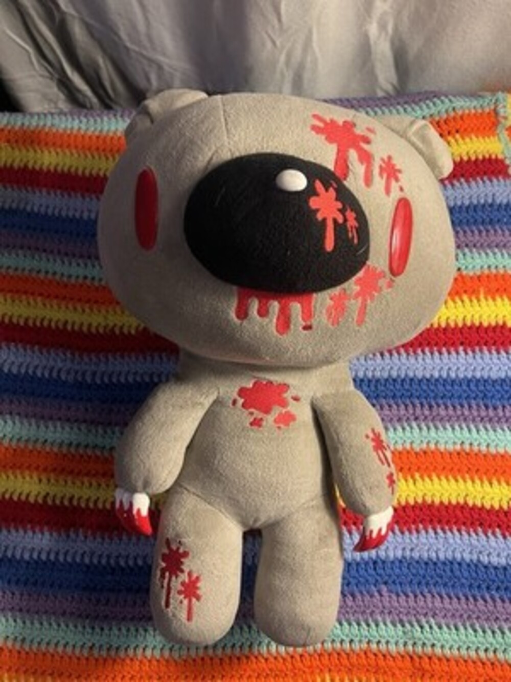 Official Gloomy Bear 14" Plush Grey Blood Splatter Chax GP Mori Chack Anime Goth